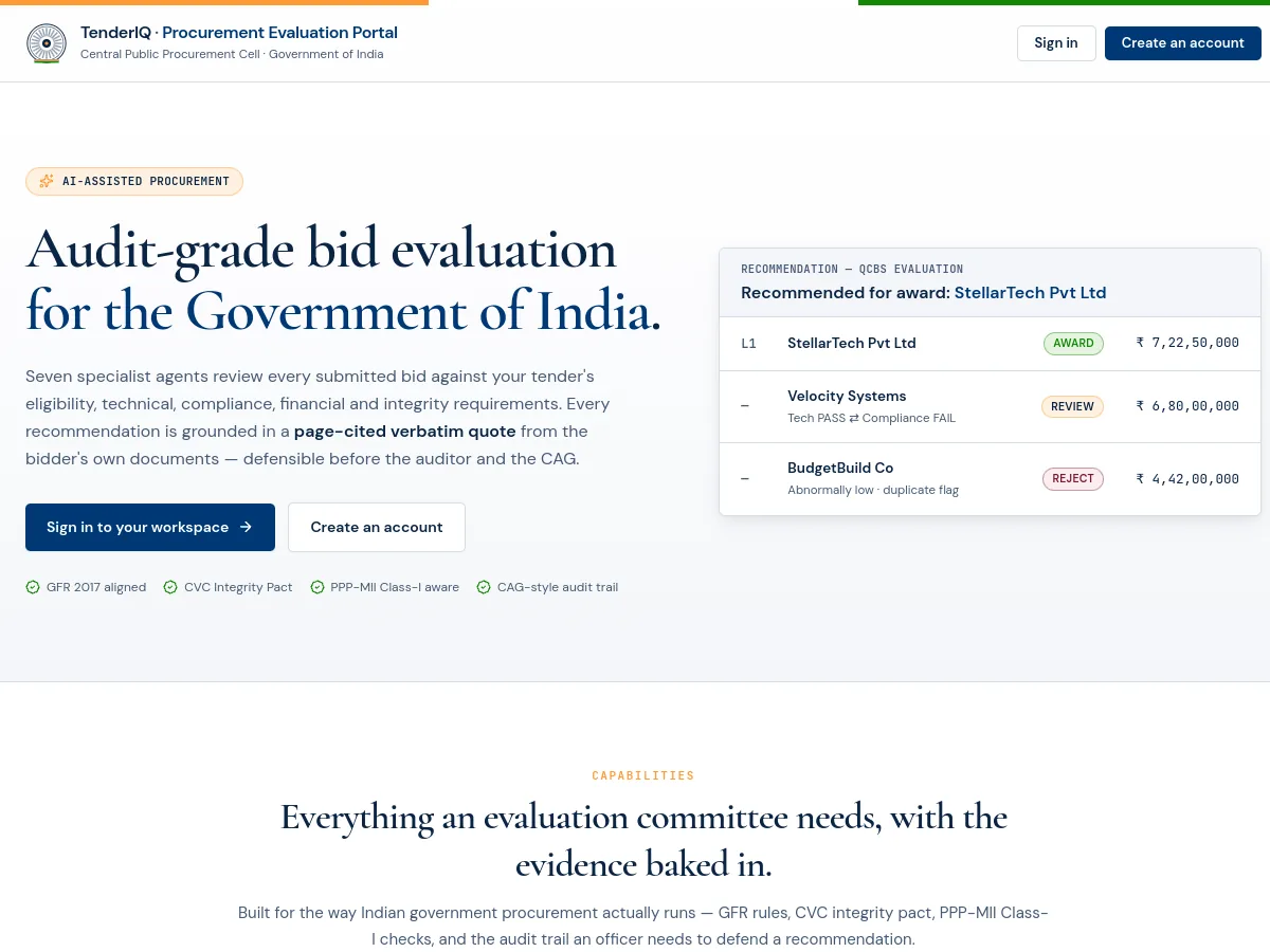 TenderIQ, agentic tender-evaluation system